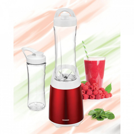 Blender sport, Heinner HSB-300RD, 300 W, 2 recipiente tritan 0.6 L, lame inox, Rosu - Img 2