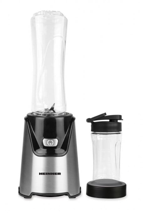 Blender sport Heinner WellGo Mix 400 HSB-T400SS, 400W, recipiente Tritan fara BPA 600/400ML, buton ON/OFF, 19000RPM, lame din inox, carcasa din inox, argintiu/negru - Img 2