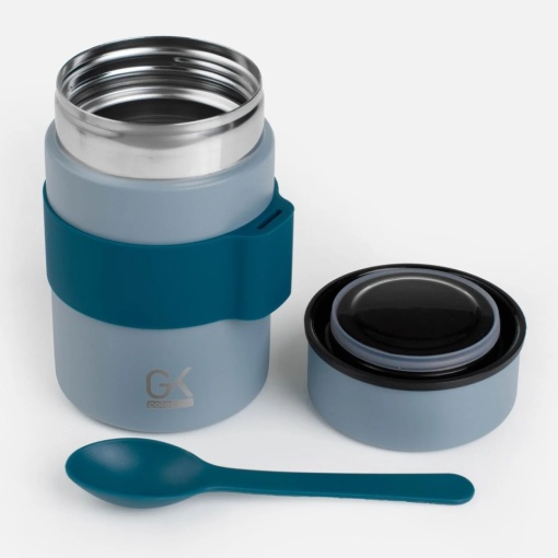 Caserola termica cu lingura, capacitate 450 ml, Albastra - Img 3