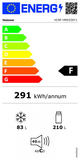Combina frigorifica Heinner HCNF-HM293XF+, Volum total 293L, No Frost, Aspect Inox - Img 4