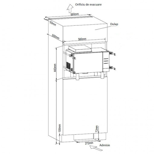 Cuptor cu microunde incorporabil HEINNER HMW-23BI, 23 l, 800 W, Digital, Grill, Inox + Kit instalare - Img 2