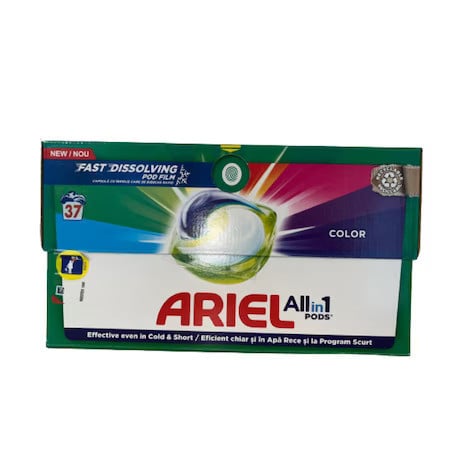 Detergent de rufe capsule, Ariel All in One PODS color, 37 capsule - Img 2