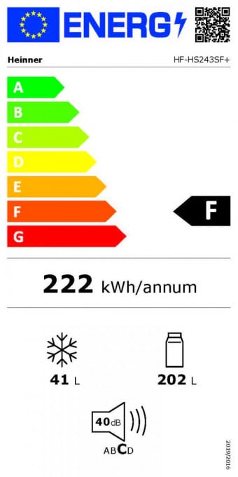 Frigider cu 2 usi Heinner HF-HS243SF+, 243 l, Control mecanic, Lumina LED, Clasa F, H 161 cm, Argintiu - Img 4