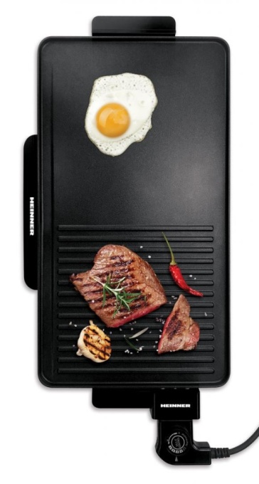 Grill electric HEINNER HEG-F2000GT, termostat reglabil, placa gatire 49x27 cm - Img 2