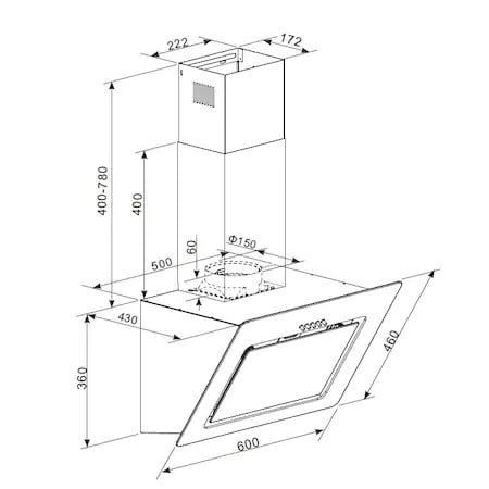 Hota incorporabila decorativa Heinner DCH-650RGBK, Putere absorbtie 594.5 m3/h, Iluminare LED, Clasa B, 60 cm, Front sticla neagra - Img 4