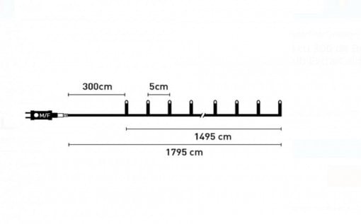 Instalatie de Lumini cu 300 de Becuri LED Alb extra Cald cu Program 14.95m cablu transparent - Img 4