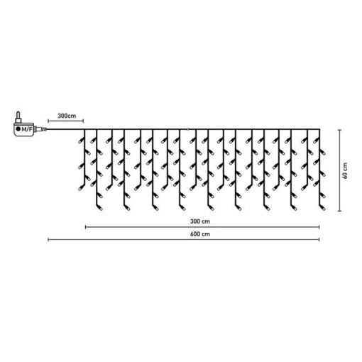 Instalatie de lumini LED tip perdea, lumina rece, 144 becuri, dimensiune 600x60 cm, programabila IP 44 - Img 3