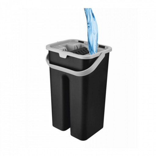 Mop plat Vanora Home VN-PP-BLK7, capacitate 7l, 2 compartimente, Negru - Img 3