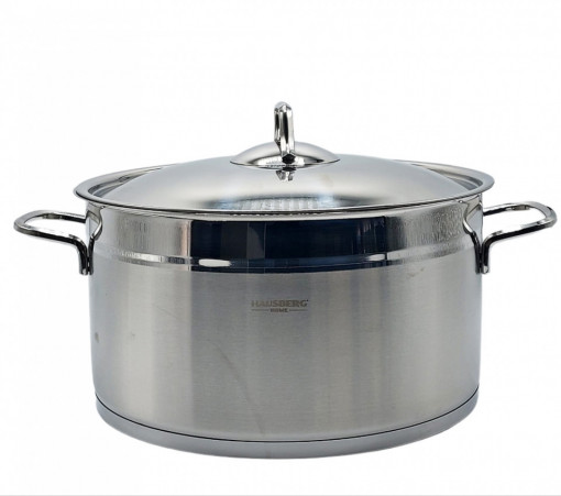 Oala cilindrica din inox cu capac, capacitate 6.5 l, diametru 24 cm, fund dublu, Hausberg HB- H 774 - Img 2