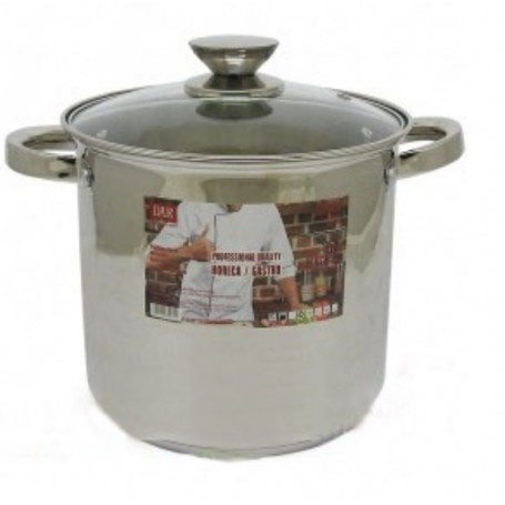 Oala inalta din inox cu capac din sticla, capacitate 13.3 l, baza inductie, DAR 19028