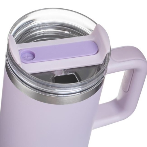 Pahar termos cu maner si pai, capacitate 900 ml, Lila - Img 3