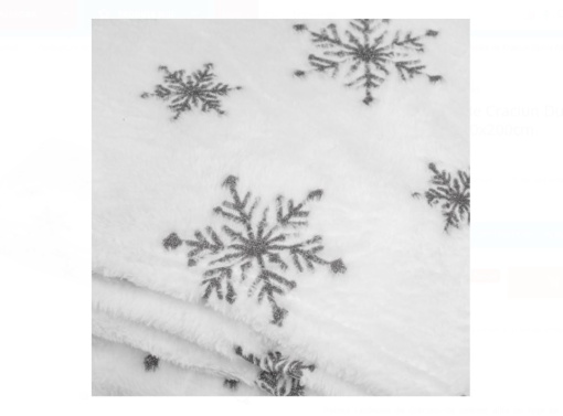 Patura dubla catifelata pufoasa, dimensiune 220x200 cm,Fulgi de nea - Img 2