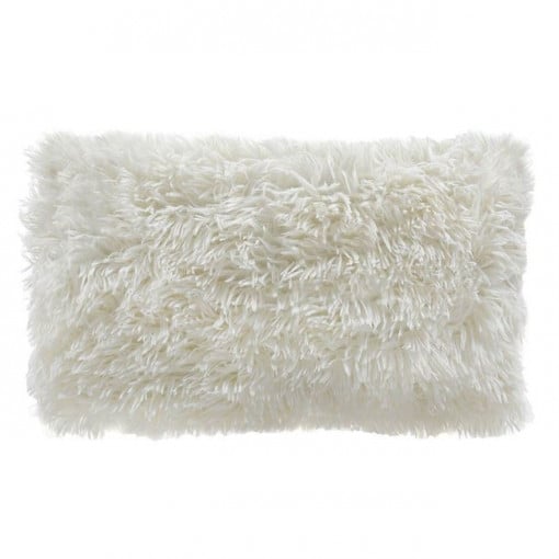 Perna decorativa shaggy din imitatie e blana, dimensiune 50x30x12cm, Alb - Img 2