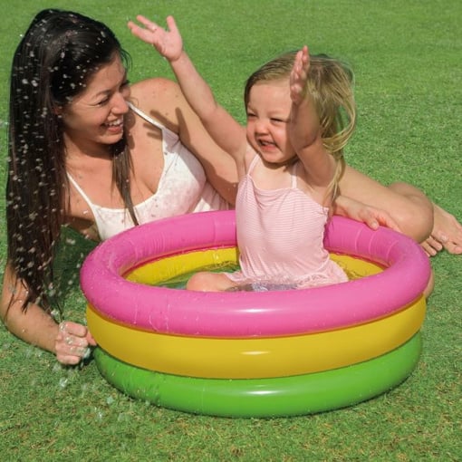 Piscina gonflabila pentru bebelusi, 3 inele, dimensiune 61 x 22 cm, capacitate 28 l, Multicolor - Img 2