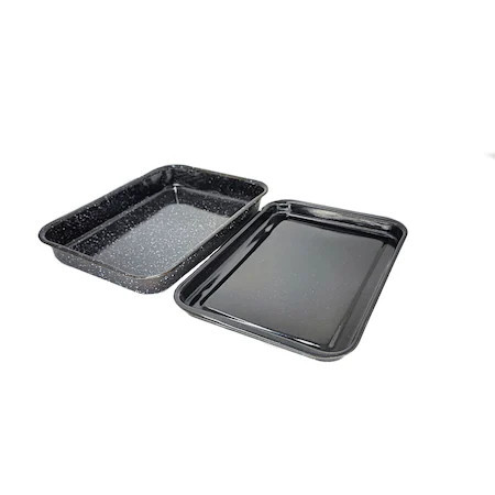 Set 2 tavi joase pentru cuptor, universale, 37 cm, Negru - Img 2