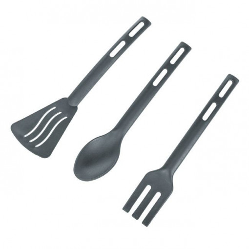 Set 3 ustensile din plastic pentru servit, Gri