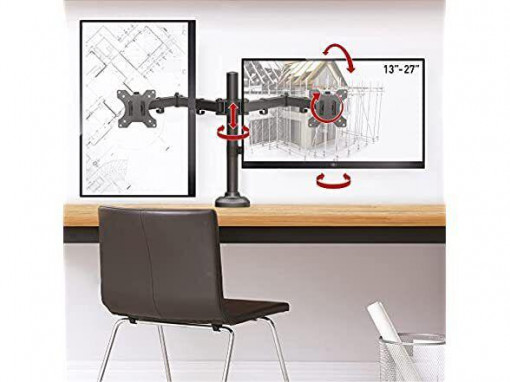 Suport de birou Barkan M142T poate sustine 2 monitoare cu diagonala: 13”-32”, suporta pana la 8kg - Img 2