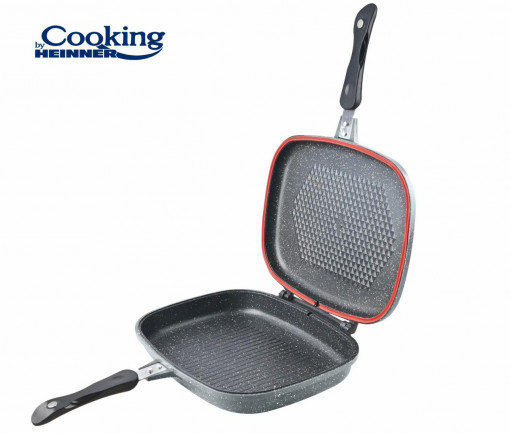 Tigaie grill dubla din aluminiu, 32x24x7.5 cm, EASY COOK GRAY - Img 6