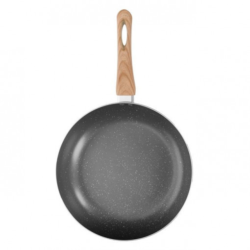 Tigaie wok din aluminiu cu baza antiaderenta, maner aspect de lemn, dimensiune 28 x 7.5 cm - Img 2