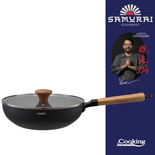 Tigaie Wok profesionala cu capac, dimensiune 26x7.5 cm, acoperire antiaderenta, by Chef Rikito Watanabe - Img 4