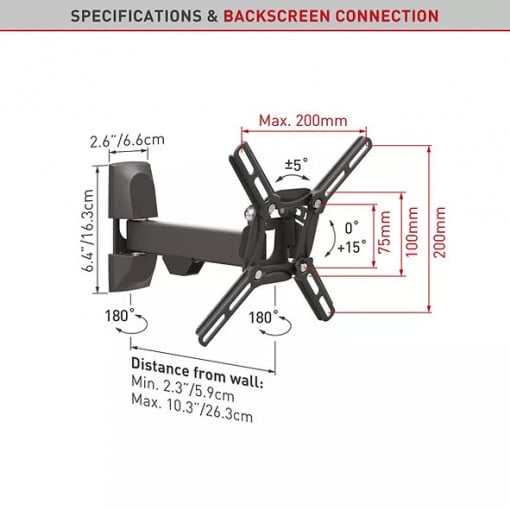 TV MOUNT FLAT/CURVED BARKAN 19&quot;-39&quot; BLK - Img 2