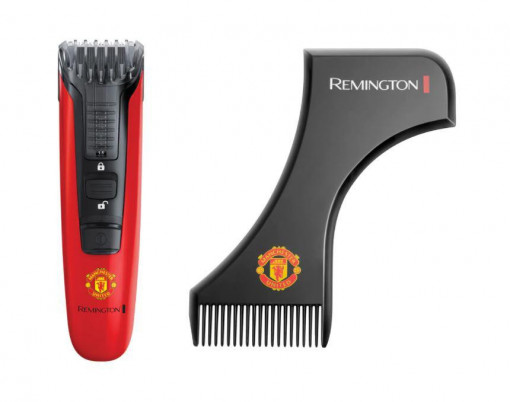 Aparat de tuns pentru barba/mustata MB4128 Manchester United Beard Boss Styler, Lame CaptureTrim, Lame lavabile, Indicator LED, Rosu/ Negru - Img 1