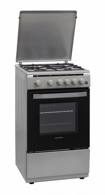 Aragaz Heinner HFSC-V50LITGSL, 4 arzatoare, Gaz, Aprindere electrica, Timer, Grill, 50 cm, Argintiu - Img 2