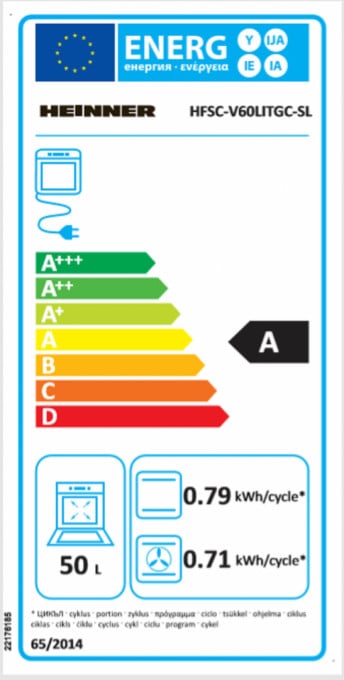 Aragaz mixt Heinner HFSC-V60LITGC-SL, 4 arzatoare gaz, Dispozitiv de siguranta plita, Aprindere electrica, Cuptor electric, Timer, Grill, Clasa A, 50 cm, Argintiu - Img 4