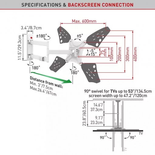 Barkan Full Motion TV Wall Mount 40&quot;-70&quot; - Img 3