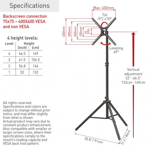 Barkan Portable Tripod Floor Sta 13&quot;-65&quot; - Img 5