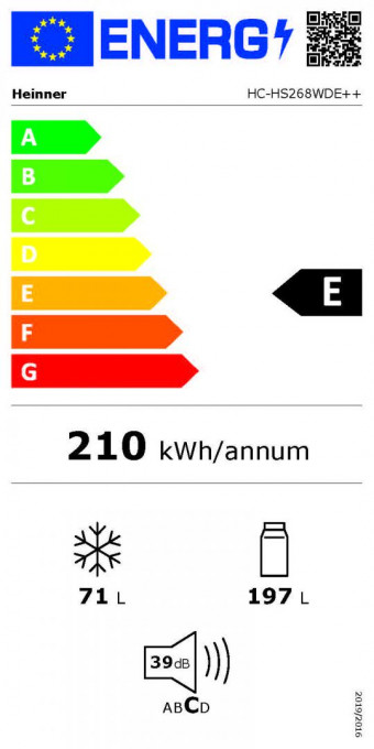 Combina frigorifica Heinner HC-HM268WDE++, 268 l, Clasa E, Control electronic, Dozator apa, Iluminare LED, H 180 cm, Alb - Img 4