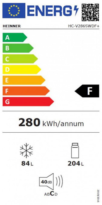 Combina frigorifica Heinner HC-V286SWDF+, 286 l, Clasa F, Dozator apa, Less frost, H 180 cm, Argintiu - Img 3