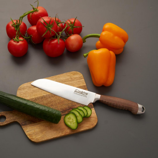 Cutit Santoku Maestro 18 cm HR-EVI-M18, lama inox +maner din lemn de nuc - Img 2