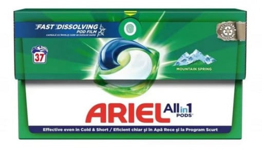 Detergent de rufe Ariel Pods, All in 1 Mountain Spring, 37 de capsule - Img 2