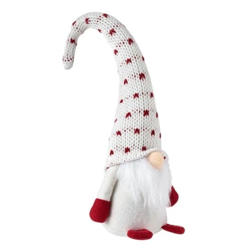 Figurina decorativa de Craciun, dimensiune 15x8.5x43 cm, Gnome cu caciula alba - Img 2