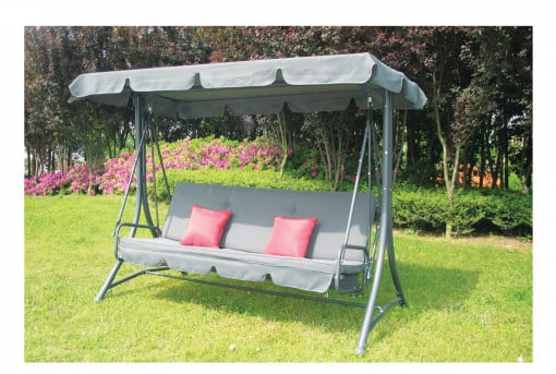 Leagan/balansoar cu spatar rabatabil Heinner, 3 locuri, 238x122x180cm, gri - Img 3