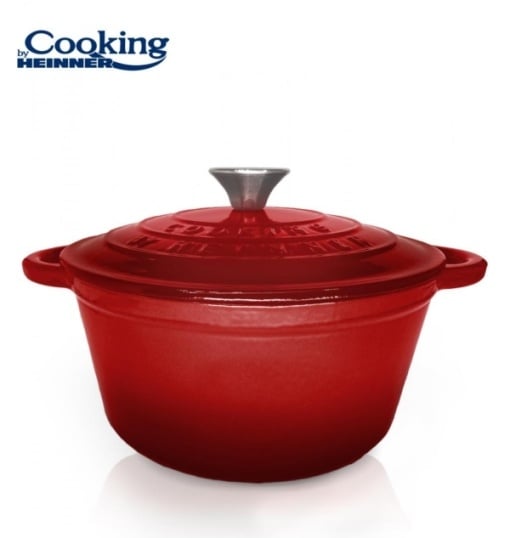 Oala cu capac Cooking by Heinner Red Line, fonta emailata, 24 x 11.5 cm, 4 L, HR-KN-SM4