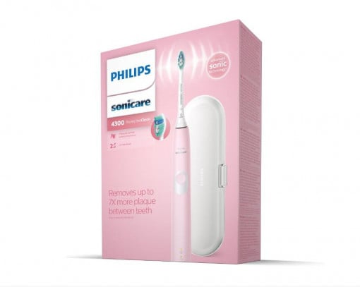 Periuta de dinti sonica electrica Philips Sonicare ProtectiveClean HX6806/03, 62000 miscari/minut, 1 mod de curatare, 2 intensitati, senzor presiune, functie BrushSync, 1 cap de periere, toc de transport, Roz pastel - Img 2