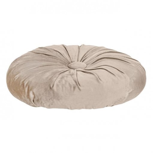 Perna decorativa rotunda, doua fete, aspect catifelat, dimensiune 40x10 cm, Bej - Img 2