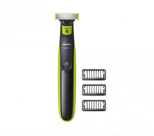 Philips OneBlade QP2520/20 Aparat hibrid de barbierit si tuns barba, 3 piepteni, Acumulatori, Negru/Verde