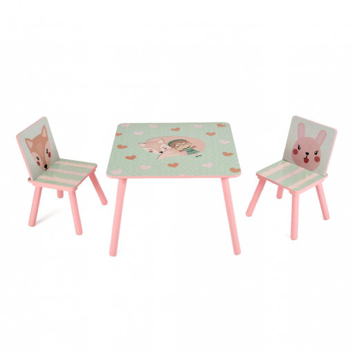 Set 2 scaune + birou, Pink Forest