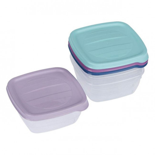 Set 4 caserole din plastic pentru alimente, dimensiune 10x10x4.5 cm, capacitate 250 ml - Img 2