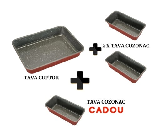 Set Tava cuptor + 2x Tava cozonac + 1x Tava cozonac CADOU - Img 1