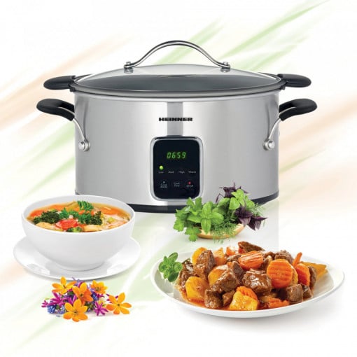 Slow Cooker, Heinner HSCK-T6IX, 185 W, 6 L, Control Electronic, 3 Setari temperatura, Timer, Inox - Img 3