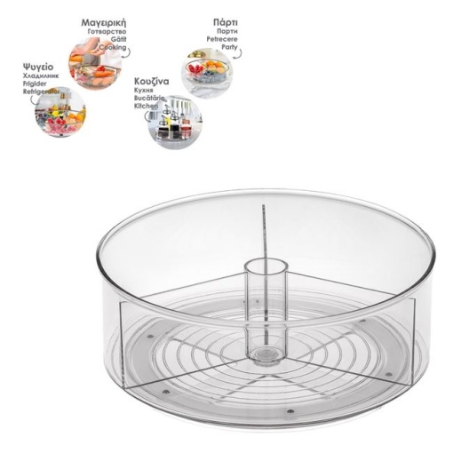 Suport organizator rotativ pentru bucatarie, 3 compartimente, dimensiune 23 x 7 cm, transparent - Img 2