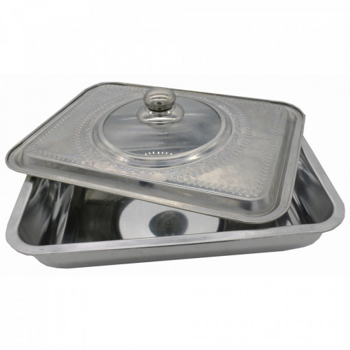 Tava cuptor Cooking by Heinner, cu capac, Inox, 39 X 29 X 7cm - Img 2