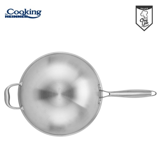 Tigaie WOK din inox cu capac, acoperire ceramica HONEYCOMB, dimensiune 30x8.5 cm, 4.5 l, Heinner Titanium HR-MRK-28W - Img 6