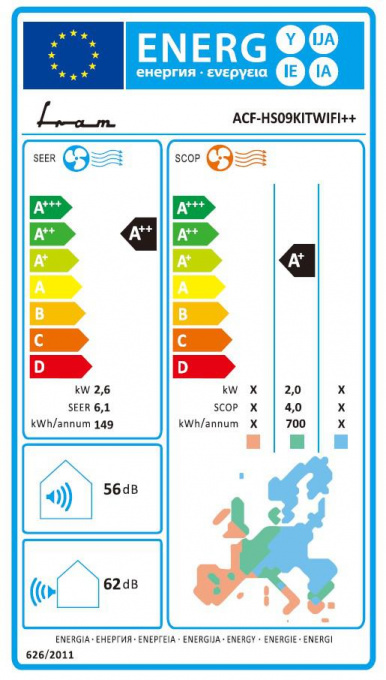 Aparat de aer conditionat Fram 9000 BTU Wi-Fi, Clasa A++, kit instalare inclus 3m, functie iFeel, ACF-HS09KITWIFI++, alb - Img 5