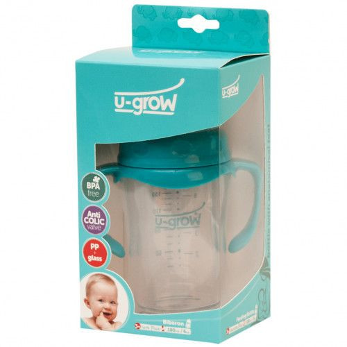 Biberon din sticla, U-Grow A-1077, gat larg, 180 ml - Img 2