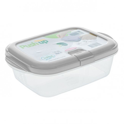 Caserola alimentra din plastic cu capac, deschidere push-up, capacitate 1.1 L, dimensiune 21.4x14.9x6.7 cm - Img 1